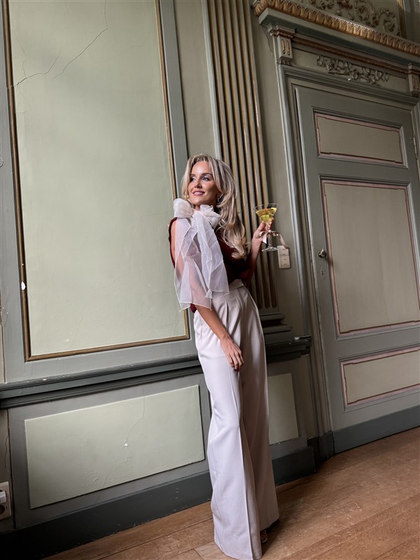 Knittop 7068 Satin Bow Hals Bordeaux