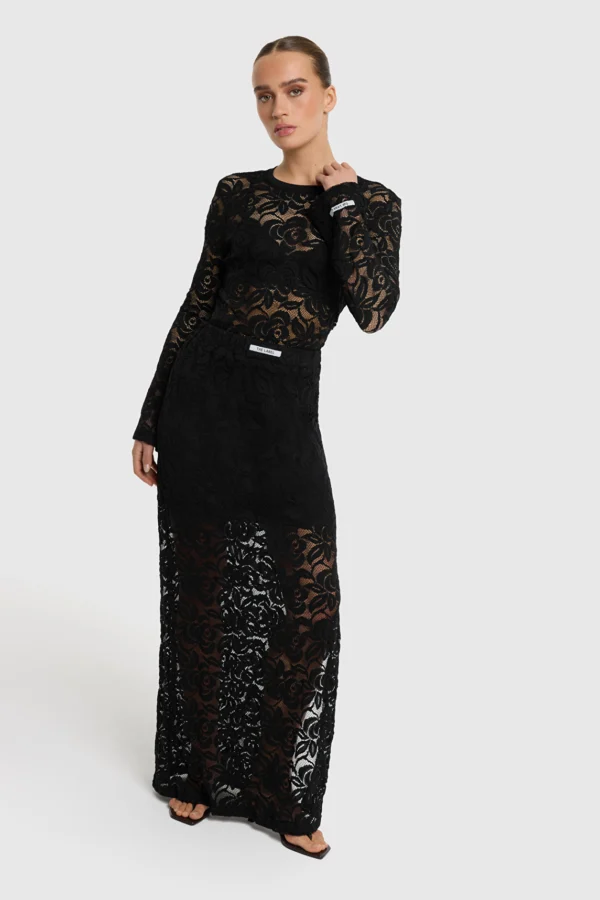 ALIX Maxi Lace Skirt 2603291577 Zwart