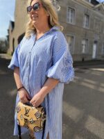 Hemdj Gestreept Pofmouw 3d Broderie Flow