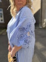 Hemdj Gestreept Pofmouw 3d Broderie Flow