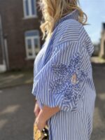 Hemdj Gestreept Pofmouw 3d Broderie Flow