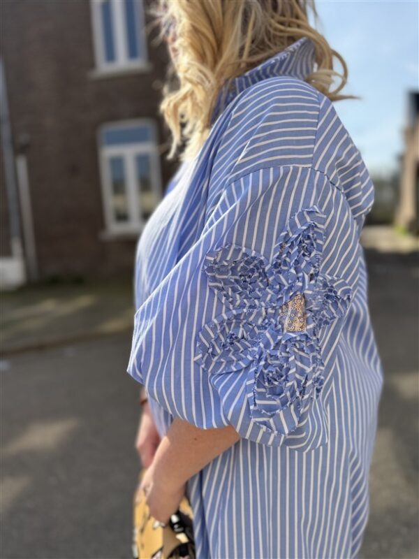 Hemdj Gestreept Pofmouw 3d Broderie Flow