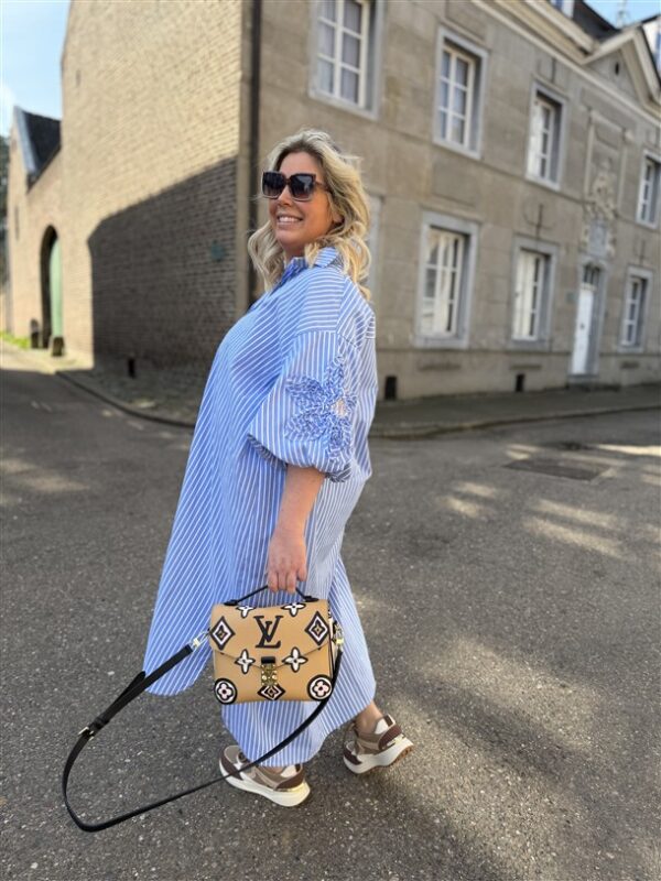 Hemdj Gestreept Pofmouw 3d Broderie Flow