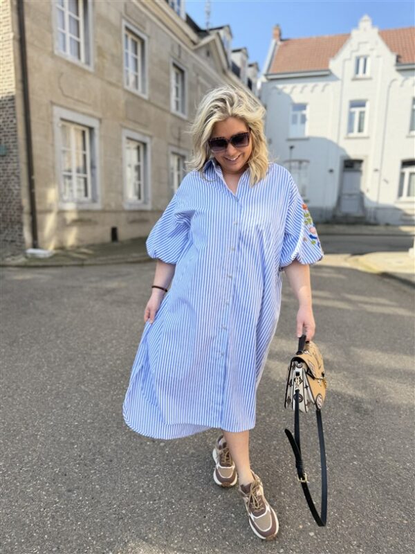 Hemdjurk Stripes Pofmouw Colori Broderie