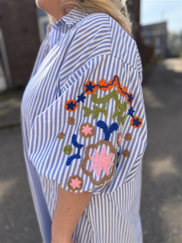 Hemdjurk Stripes Pofmouw Colori Broderie