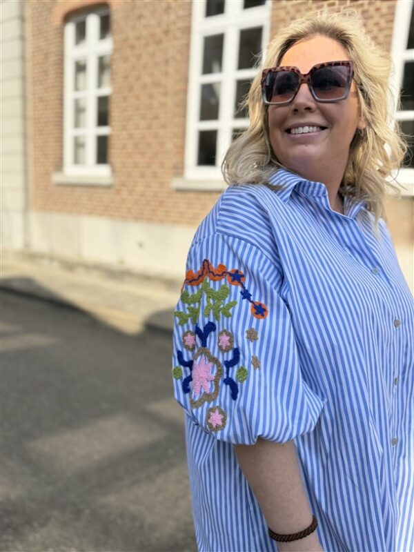 Hemdjurk Stripes Pofmouw Colori Broderie