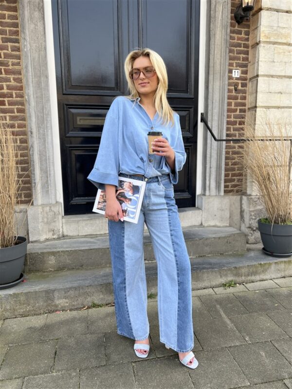 Jeans Blouse Rd3581 Crop Bow