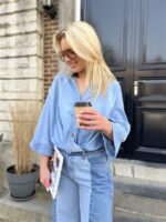 Jeans Blouse Rd3581 Crop Bow