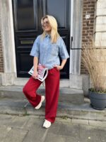 Denim Blouse 2603998629 Korte Mouw