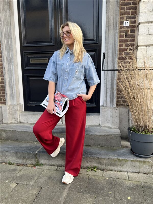 Denim Blouse 2603998629 Korte Mouw