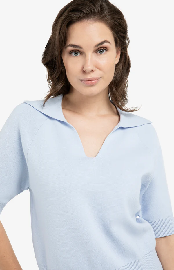 Knit 01-000569-603 K.mouw Kraag Blauw