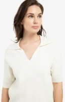 YAYA Knit 01-000569-603 K.mouw Kraag Ecru