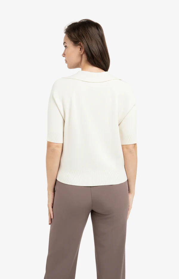 YAYA Knit 01-000569-603 K.mouw Kraag Ecru