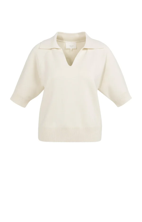YAYA Knit 01-000569-603 K.mouw Kraag Ecru
