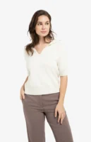 YAYA Knit 01-000569-603 K.mouw Kraag Ecru