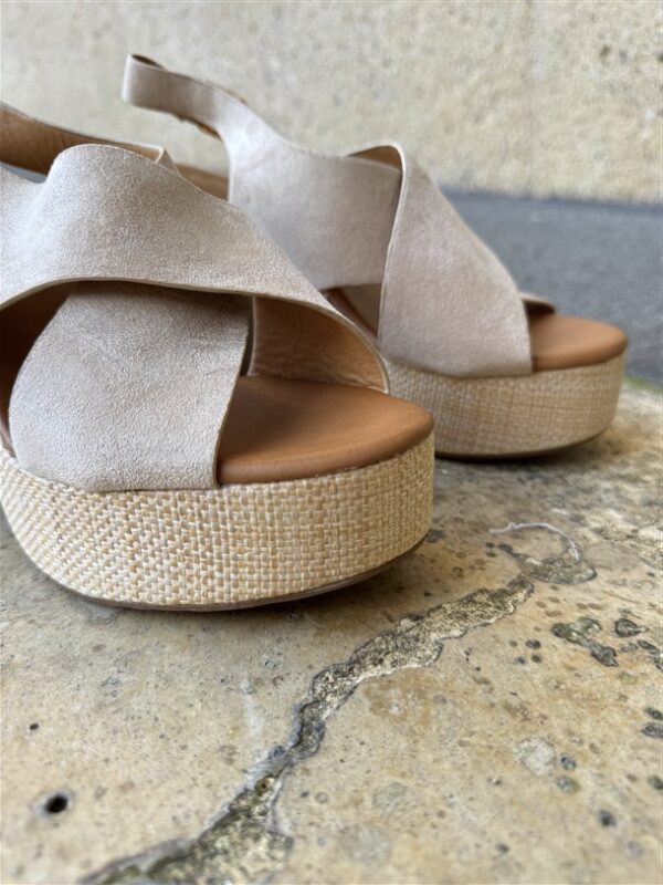 Elegant Cross Strap Platform Beige