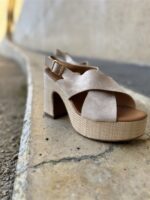 Elegant Cross Strap Platform Beige