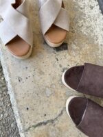 Elegant Cross Strap Platform Beige