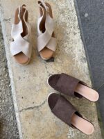 Elegant Cross Strap Platform Beige