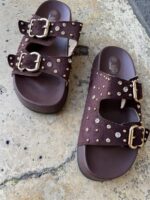 Studded Chic Slide Brown