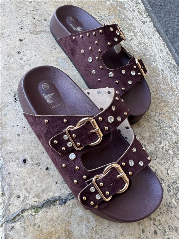 Studded Chic Slide Brown