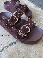 Studded Chic Slide Brown