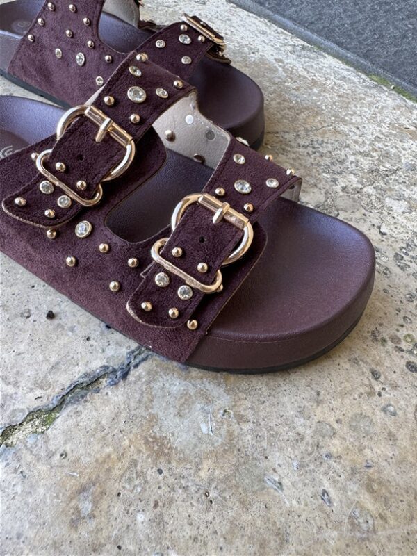 Studded Chic Slide Brown
