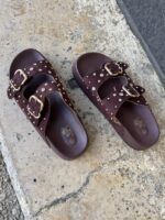 Studded Chic Slide Brown