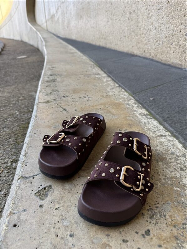 Studded Chic Slide Brown