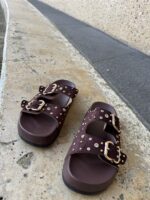 Studded Chic Slide Brown