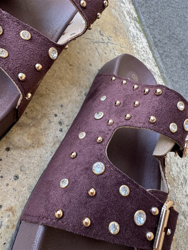 Studded Chic Slide Brown
