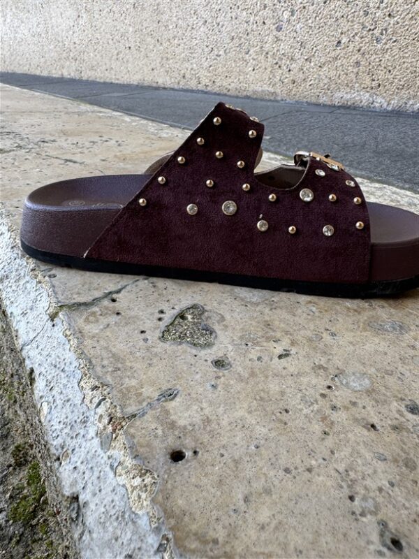 Studded Chic Slide Brown