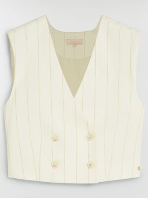 Crop Gilet Leva Pinstripe Jv-2506-0107 - Ecru, M