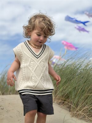 LITTLE LEAN DEBARDEAUR CABLE KNIT BEIGE