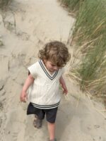 LITTLE LEAN DEBARDEAUR CABLE KNIT BEIGE