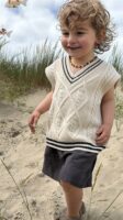 LITTLE LEAN DEBARDEAUR CABLE KNIT BEIGE