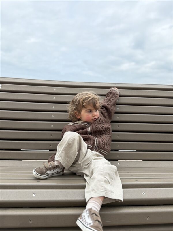 LITTLE LEAN CABLE KNIT CARDIGAN BRUIN