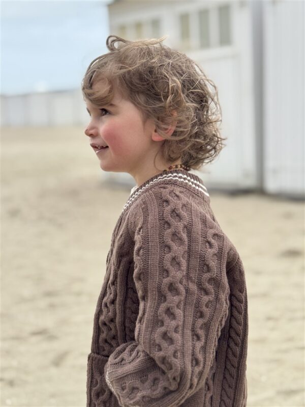 LITTLE LEAN CABLE KNIT CARDIGAN BRUIN