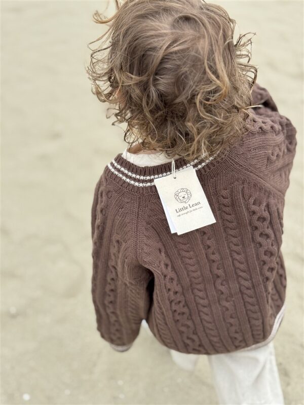 LITTLE LEAN CABLE KNIT CARDIGAN BRUIN