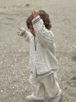LITTLE LEAN CABLE KNIT CARDIGAN BEIGE