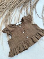 Top Ruffle Buttons Brown