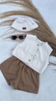 Denim Gilet Beige