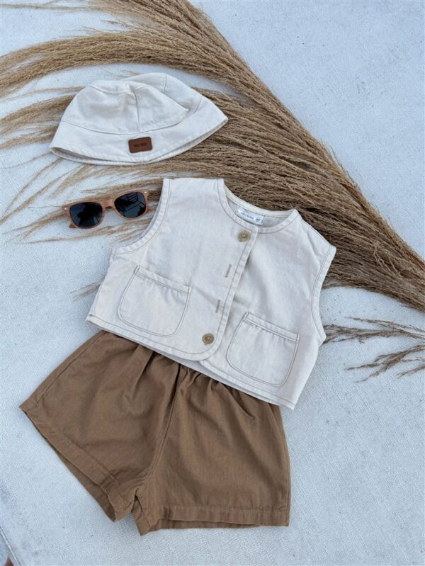 Denim Gilet Beige