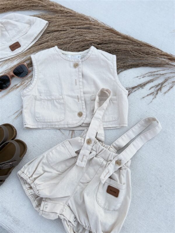 Denim Gilet Beige