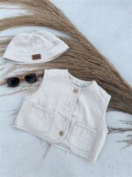 Denim Gilet Beige