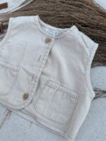 Denim Gilet Beige