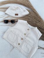 Denim Gilet Beige