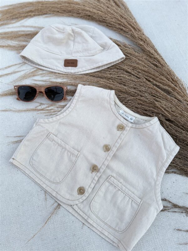 Denim Gilet Beige