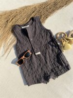 Dimple Cotton Suit Charcoal