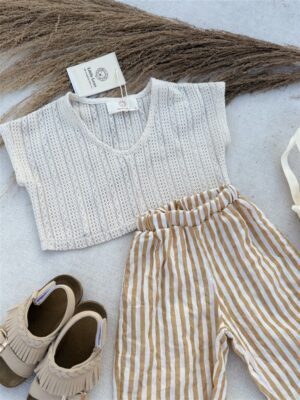 LITTLE LEAN BREEZE KNIT LACED TEE